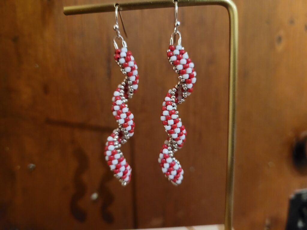 Peppermint Stripe Curling Ribbon Earrings