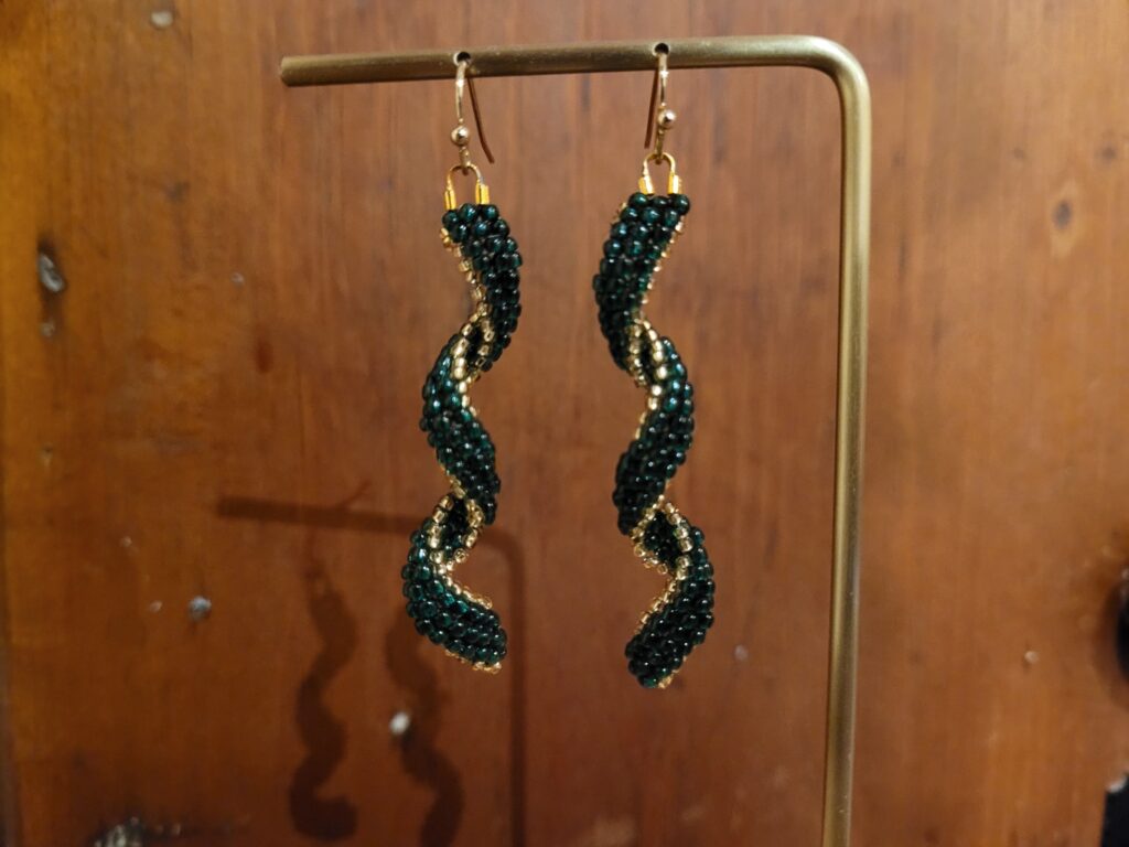 Green Curling Ribbon Earrings